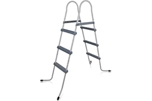 ‎YOUR GEAR yourGEAR Poolleiter PL106 3-stufige Pooltreppe für oberirdische Pools, höhenverstellbare, rutschfeste Schwimmbadleiter bis 106 cm Poolwandhöhe, Robustes Stahlgestell, 150 kg Belastbarkeit