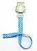 Pacifier soother dummy holder clip for Baby girl/boy [blue polka dots ribbon -teddy clip]