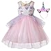Produktbild UrbanDesign Mädchen Prinzessin Kleid Verkleidung Kleid Partei Kostüm Einhorn (5-6 Jahre, Pink)