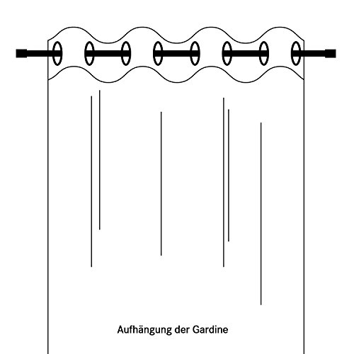 Vorhangschal / Gardine / Vorhang / Ösenschal STRIPES / B/H: 140x245cm / halbtransparente Qualität / mit bedruckten Querstreifen / moderner Ösenschal 40mm (grün) - 5
