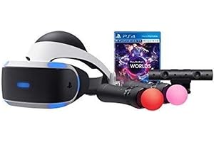 Sony PlayStation Virtual Reality Bundle - VR Headset (Version 2 - CUH-ZVR2), VR Camera, 2 Move Motion Controllers, VR Worlds Game,PS4/PS5