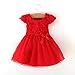 Pandaren® infant baby girl summer red spotted roses short sleeve dress skirt (Red) (6-12 months)
