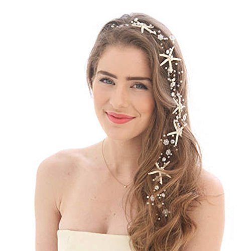 Simsly Bandeau pour cheveux Pour mariage Liane Argentée et étoile de mer pour femme et fille FS-240