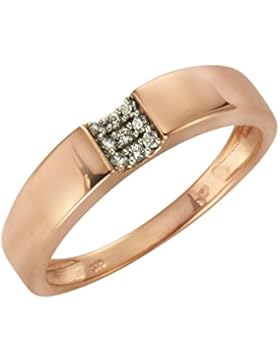 Fascination by Ellen K. Damen-Ring 375 Rotgold rhodiniert Zirkonia Rundschliff weiß Gr. 52 (16.6) - 371370450-...