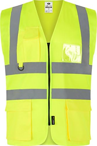 Quality Yellow Hi Vis Executive Zip Up Vest, Zipped Yellow Safety Vest X 1 - All Sizes (Large 42-44" Chest)