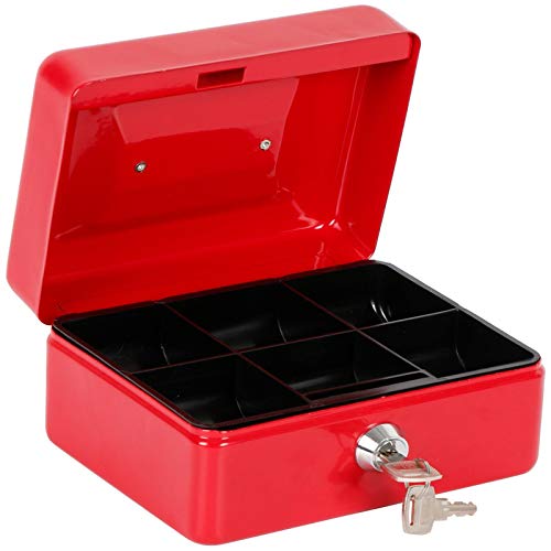 Gr8 Home Caisse à Monnaie en métal avec Porte-Monnaie en Acier et Porte-Monnaie Rouge 15 cm