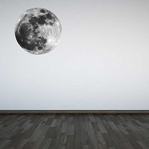 60 Second Makeover Limited Adhésif lune pleine, sticker mural en vinyle pour chambre d'enfants, chambre de petit garçon, motif espace, galaxie Large