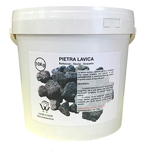 LordsWorld - Pietra Lavica - 10Kg de Pierre de Lave pour la décoration de Barbecue, Sauna et Aquarium - Pierre de Lave pour Barbecue et poêles à gaz - pietralavica-10kg