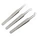 FEITONG 3pcs Curved Blackhead Comedone Clip Needle Tweezers Pimple Extractor Remover (Silver)