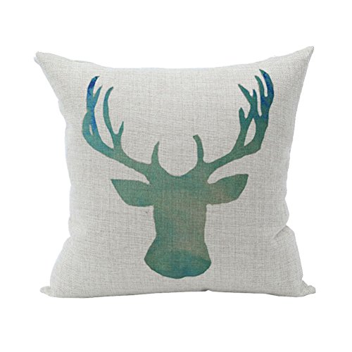 Nunubee Baumwolle Leinen Platz Dekokissen Fall Dekorative Kissenbezug Wohnzimmer Kissen Grüne Hirsch
