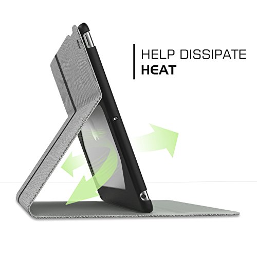 MoKo Hülle für Neu iPad 9.7 Zoll 2017 – Stoßfest Ledertasche Schutzhülle mit Auto Sleep/Wake up Funktion, Standfunktion und PC Bumper für Apple New iPad 2017 9.7″ Tablet, Hellgrau - 3