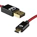 Produktbild MicFlip 2.0 2m QuickCharge Premium Ladekabel Datenkabel Kabel Reversibel Micro USB Galaxy S6 S7 Edge Note (200 cm, Red / Black)
