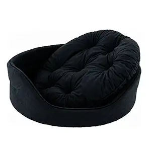 Slatters Be Royal Store Round Shape Reversible Dual Black Color Ultra Soft Ethnic Designer Velvet Bed for Dog/Cat (Export Quality) (S)