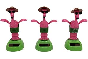 iSpchen 3 Stück Solar tanzende Figur niedliche Flamingo Solarfigur Schaukel Solarbetriebene Tanzfiguren Puppe Spielzeug Deko Figuren Armaturenbrett Ornamente Auto Innenraum Schreibtisch Dekoration