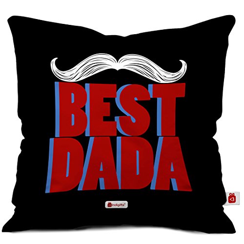 Indigifts Grandparents Best Dada Quote Retro Style Black Cushion Cover 12x12 inches with Filler for Grandfather-Granddad-Dada-Nana-Birthday
