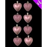 8 x 5 cm rosa/pálido rosa + Matt bolas para árbol de Navidad con forma de corazón