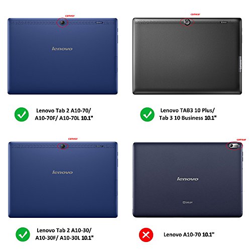 EasyAcc Lenovo Tab 2 A10-70 / Lenovo TAB3 10 Plus / Tab 2 A10-30 Hülle, Ultra Dünn Hochwertiges PU Leder Case – mit Standfunktion und Automatischem Schlaf Funktion für Lenovo TAB3 10 Plus/ Tab 3 10 Business/ Tab 2 A10-70/ A10-70F/ A10-70L / Tab 2 A10-30/ A10-30F/ A10-30L (Schwarz, Kunstleder, Ultra Dünn) - 2