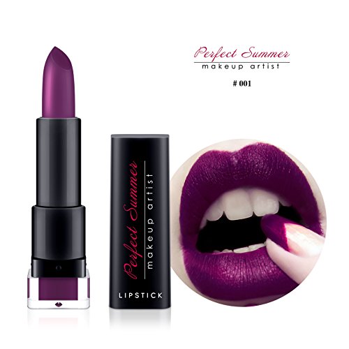 Perfect Summer Make Up Waterproof Purple Lipstick Matte Long Lasting Shade #001-Purple Jam-3.7g