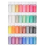 【32 colores diferentes】Mica en polvo en 32 colores diferentes para satisfacer sus diferentes necesidades, todos los colores se pueden mezclar