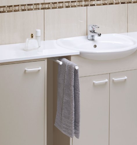 WENKO 18569100 Teleskop-Handtuchhalter Duo Basic – ausziehbar, Metall, 7 x 11 x 43 cm, Weiß - 2