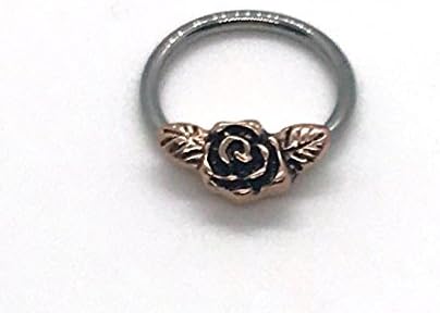 Rose Gold Burn Effect Rose Flower Nose Septum Clicker Daith Stud Ring Cartilage