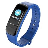 L&Jing Fitness Armbanduhr, Schmal Wasserdicht Fitness Tracker Mit Herzfrequenz Schrittzähler Schlafmonitor Und Kalorienzähler, Aktivitätstracker Armband Uhr Für Damen Herren Und Kinder,Blue
