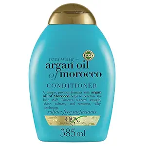 OGX Renewing + Argan Oil of Morocco Hydrating Hair Conditioner Cold-Pressed Argan Oil to Help Moisturize, Soften & Strengthen Hair, Paraben-Free with Sulfate-Free Surfactants, 385 ml