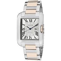 Cartier Women's Tank Anglaise Automatic Silver Lacquered Flinque Dial 18K Rose Gold & Stainless Steel