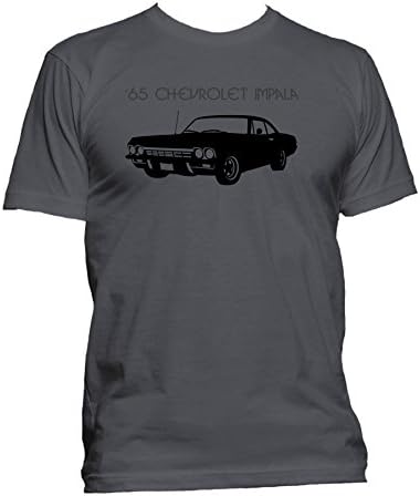 Chevrolet Impala 65. 1965 Classic. Ringspun Crewneck Mens T-shirt. Charcoal Small