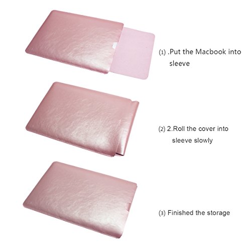 WALNEW Sleek Leather MacBook Air 13 Inch Protective Soft Sleeve Case Cover Macbook Pro retina 13 inch Carry Bag holder with safe interior and exterior mouse pad, Rose Gold by WALNEW - 6