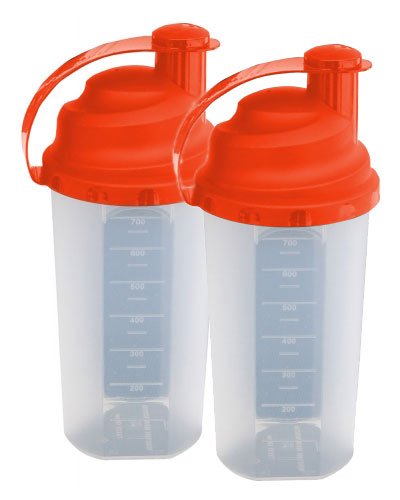 Preisvergleich Produktbild Athleticsfood Eiweiß-Shaker (rot) Double Pack inkl. Schlagsieb