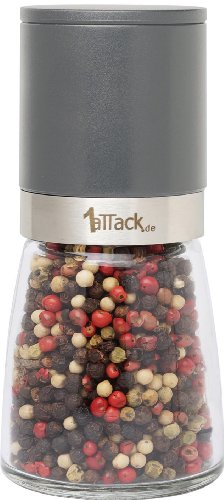 Pfeffermühle Salzmühle Gewürzmühle unbefüllt mit Keramik Mahlwerk in Geschenk Verpackung - 140ml - Höhe 13.5cm - dunkelgrau garu