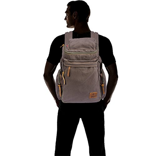 FANDARE Retro Laptop Notebook Geeignet für bis zu 16 Zoll Damen Herren Schulrucksack für die Schule Rucksack Wanderrucksack Daypack Leinwand - 2