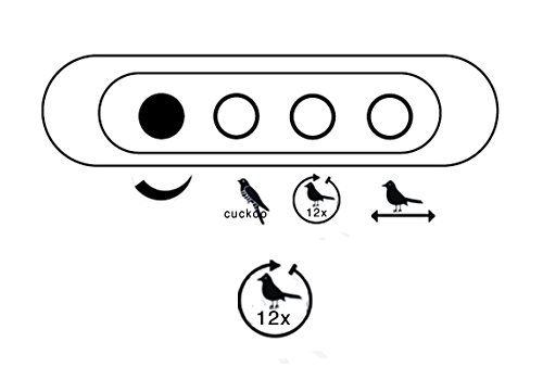 KooKoo BirdHouse weiss Wanduhr mit 12 natürlichen Vogelstimmen aus der Natur oder Kuckuck Kuckucksuhr moderne design Singvögel Uhr mit Pendel - 8