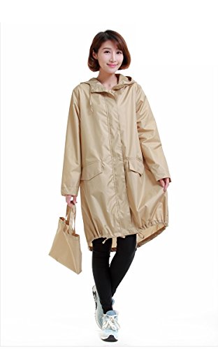 Preisvergleich Produktbild ducomi® Vie En Rose Regenschutz, wasserdichter Damenmantel mit Kapuze, beige