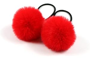 WAMBERE 10 Stück Nette Kopfbedeckung,5cm Pompom Haarband Baby Haargummi Kleine Kugel Pferdeschwanzhalter Mädchen Pelzknäuel Haargummis Baby Haarschmuck Pferdeschwanz Halter,Rot