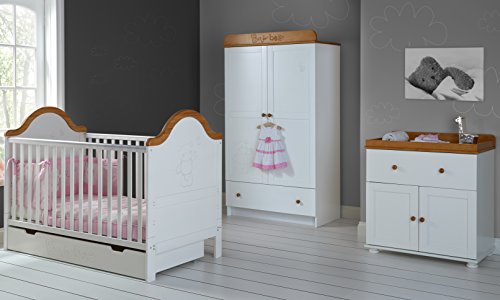 Obaby B is for Bear 3 Piece Double Furniture Set - White with Pine Trim