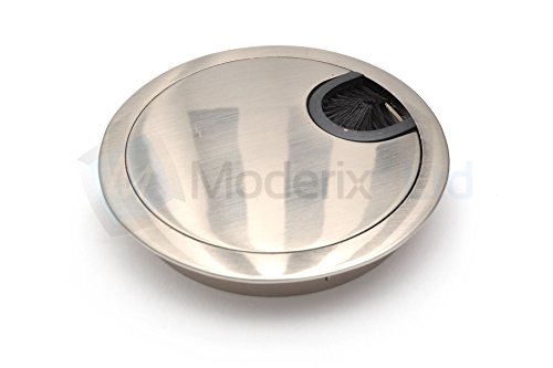 60MM METAL DESK CABLE TIDY OUTLET GROMMET INSERT (Brushed Steel)