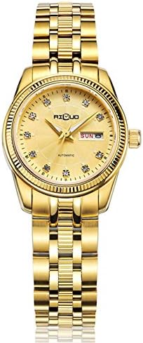 Mechanical Watch - Automatic Mechanical Sapphire Dual Calander Waterproof Stainless Steel Business Wirstwatch Womens Watches (Gold)