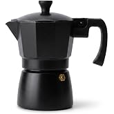 Deconox Siyah Moka Pot 3 Fincanlık, 180 ml Al&uuml;minyum Espresso Demliği, Ocak &Uuml;st&uuml; Kahve Cezvesi, Gazlı Elektrikli Seramik Ocak