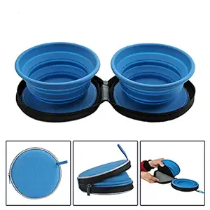 Mogoko Food-Grade Silicone Collapsible Dog Bowl Set,Bpa Free, Fda Approved Foldable Expandable Pet Food Water Feeding Cup Dish With Zipper Pouch For Outdoors Travel Camping Hiking2 Pack