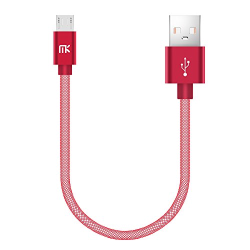 Micro USB Kabel, MK PET Geflochtene Tangle-Free Hohe Geschwindigkeit Datenkabel Ladekabel mit Metallstecker für Android Smartphones, Samsung, HTC, Huawei, LG, Sony, Nexus, Nokia und Mehr (0.66ft / 0.2m, Rot)