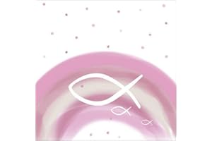 SERVIETTEN KONFIRMATION - KOMMUNION Servietten Konfirmation 20 Servietten Fische auf Regenbogen rosa als Tischdeko zur Taufe, Kommunion und Konfirmation 33x33cm