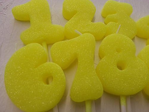 Birthday Number Candles Bubble Shape Neon Yellow Colour Anniversary Glitter Cake Topper (Number 2)