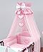 Baby Cot Bed Crown Canopy / Mosquito Net 480 cm + Floor Free Stand Holder - HEARTS PINK