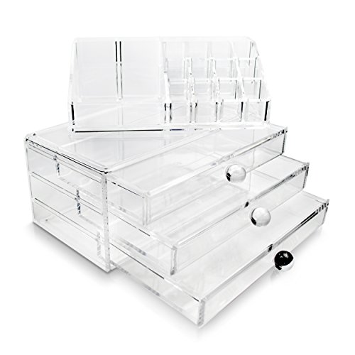VENKON – Sortierkasten Organizer Aufbewahrungssystem mit 16 Fächern & 3 Schubladen – Kratzfester Transparenter Acryl – ca. 24 x 16 x 19 cm - 7
