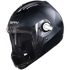 Steelbird SBA-2 SPRY Classic Full Face Helmet (Medium 580MM, Black with Plain Visor)