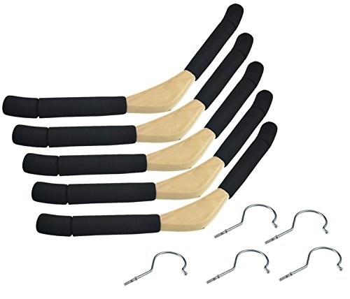 FiveSeasonStuff® Prämie Qualität Packung mit 5 Hochwertigen Kleiderbügeln Samak Baum Massivholzkleiderbügel / Kleiderbügel / Kleiderbügel, aus Holz / mit Anti-Rutschfestem Seiten Schulter Schaum HJ10 (5 x Massiv Natürliche Holz Kleiderbügel (Schwarz Anti-Rutsch-Schaum)) - 5