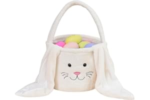 AURASKY Osterkörbchen mit Henkel, Osterkorb mit Hasenohren, Weiß Osternest, Osterkörbchen Kinder, Osternester zum Befüllen, Osterkörbe für Süßigkeiten Osterei Ostern Party Geschenk