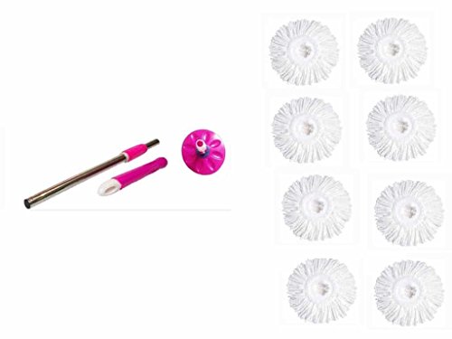 Quick Clean Mop 360° spin ,stainless steel Rod stick Rotating Pole With 8 Microfiber Heads (Random Color) RS.749 (70.00% Off) - Amazon